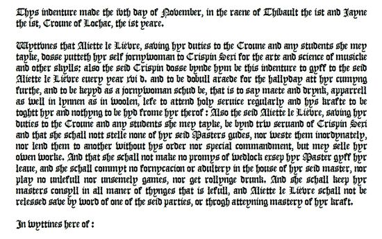 Aliette's indenture